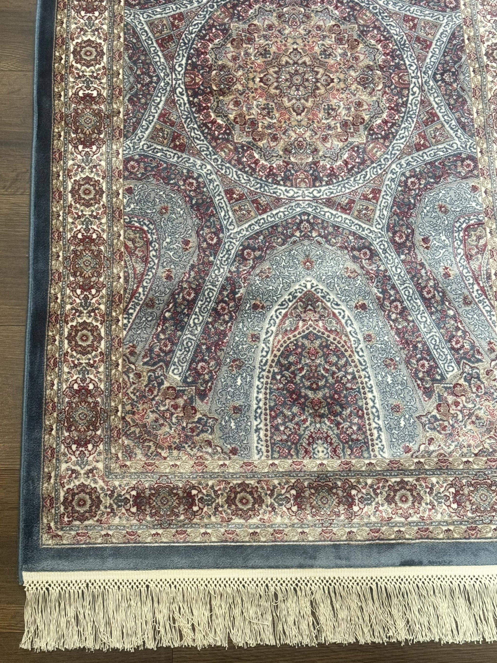 Turkish Silk Runner Rug 2.6 x 10, Light Blue Carpet, Bamboo Silk, New by Jewel Rugs