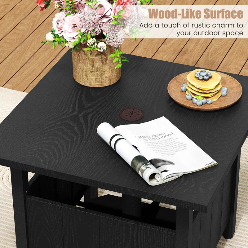 Outdoor Side Table with 1.89" Umbrella Hole Patio Umbrella Table Base Stand-Black by DirectDeals