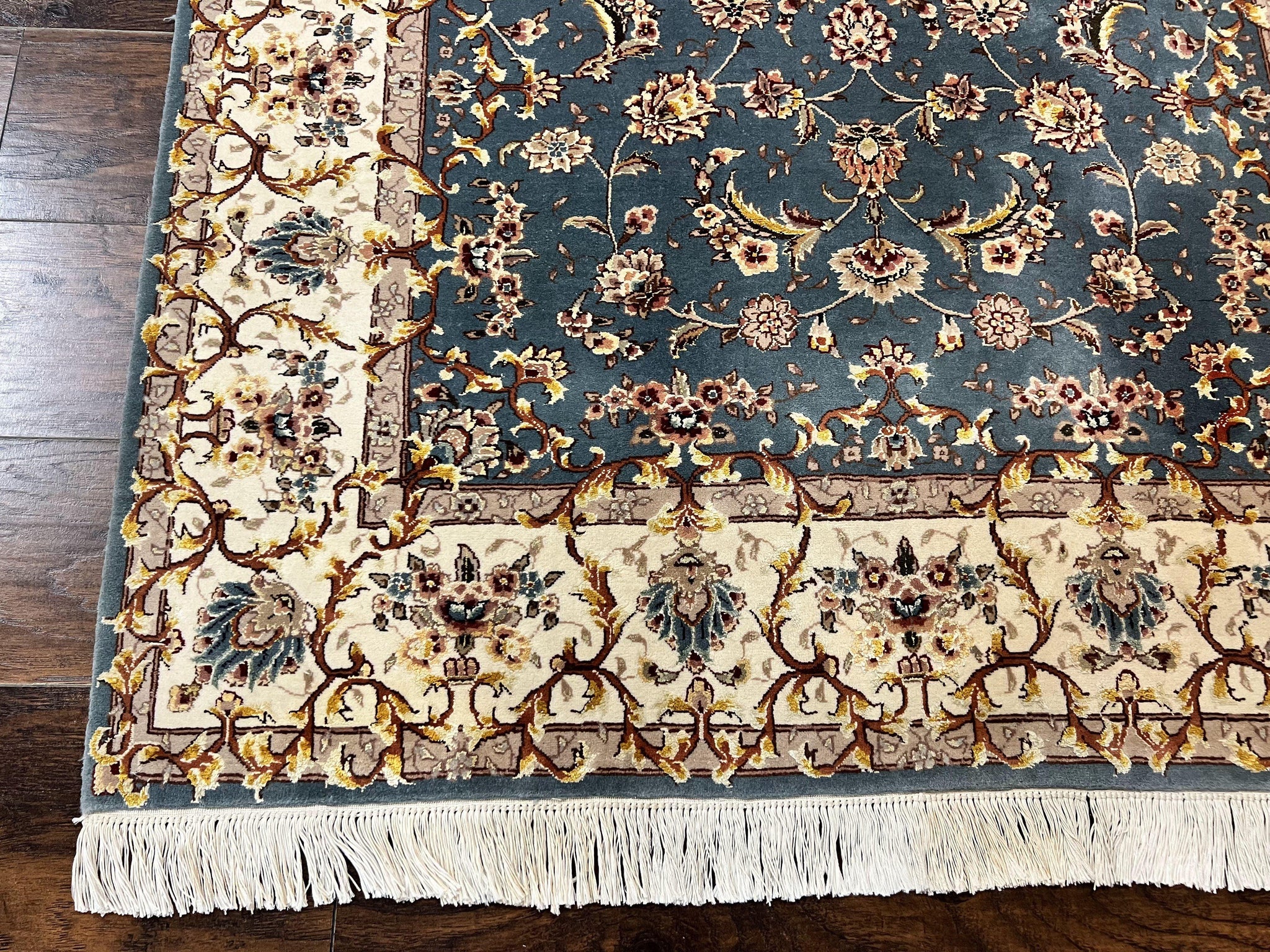 Sino Persian Rug 4x6, Very Fine Oriental Carpet, Handmade Rug 4 x 6, Floral Allover Vintage Traditional Wool & Silk Highlights, 200 KPSI by Jewel Rugs