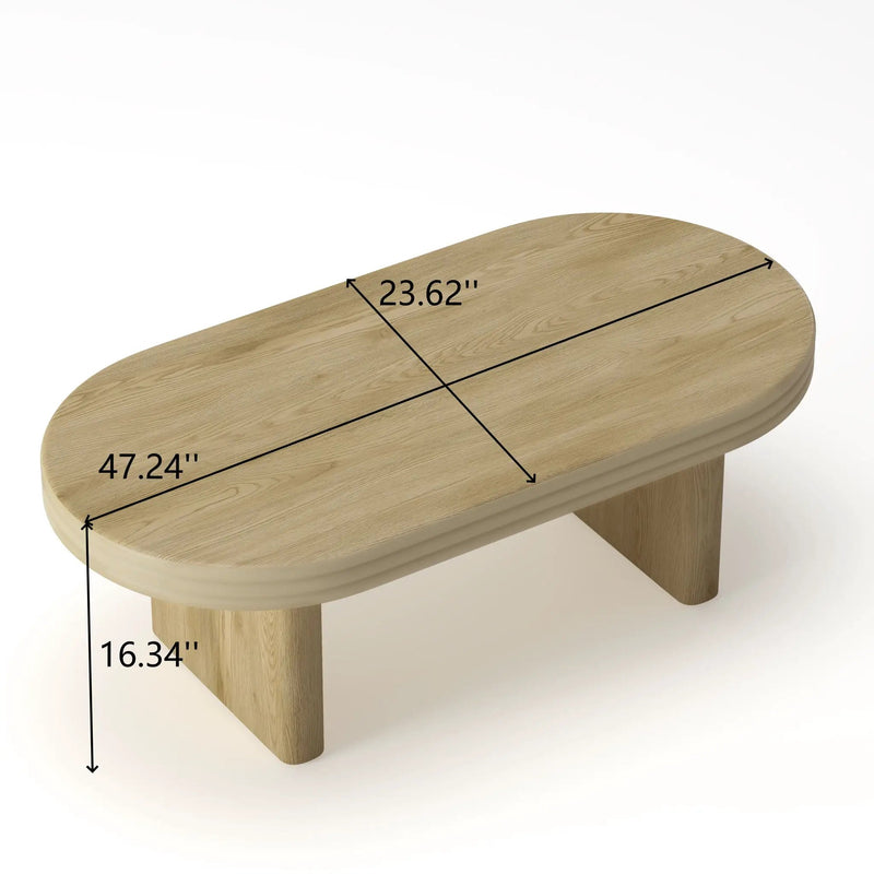 Oval Fluted Coffee Table - Natural
