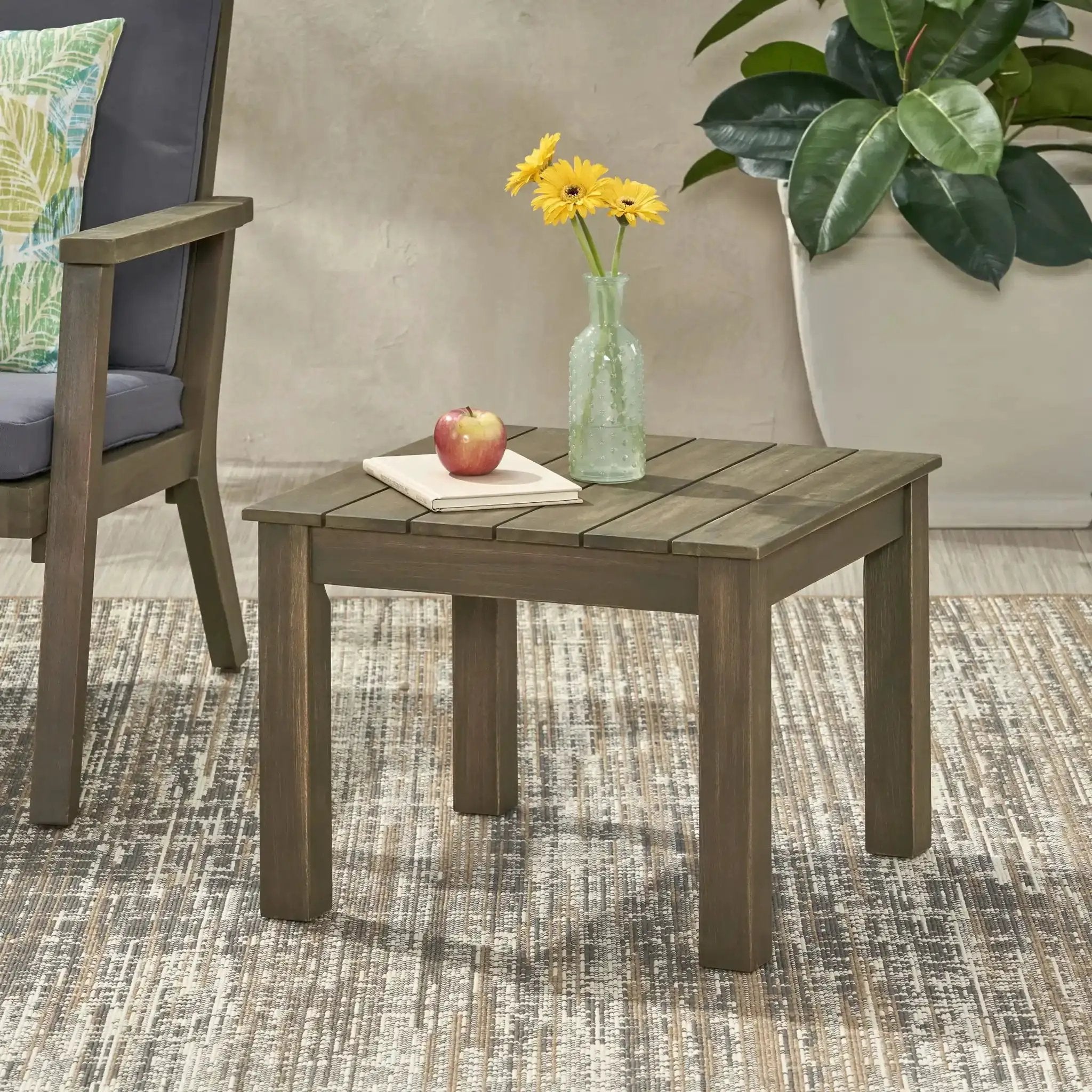 Halcyon Outdoor Side Table With Slat Design by HouseOfZazla