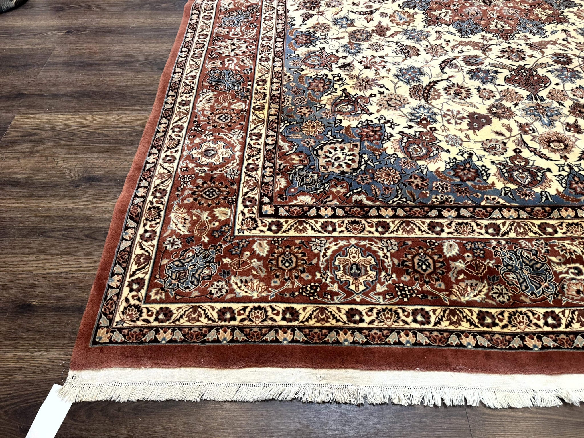 Persian Rug 8x10, Sino Persian Floral Medallion Carpet, Traditional Wool Area Rug, Cream and Brick Red, Fine 210 KPSI by Jewel Rugs