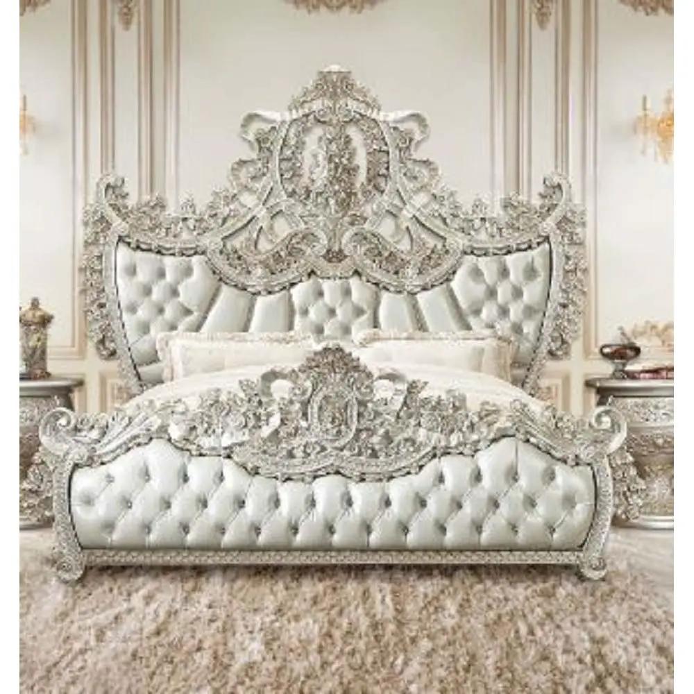 Sandoval - Eastern King Bed - Beige Synthetic Leather & Champagne by Unique Piece Furniture