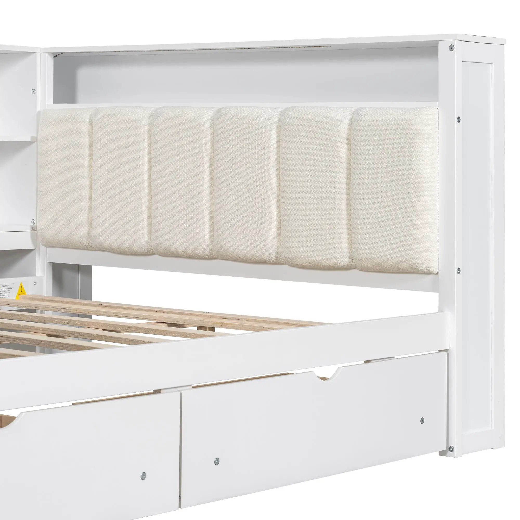 Platform Bed With Storage Shelves, Drawers, Charging Station, LED, Desk by Unique Piece Furniture