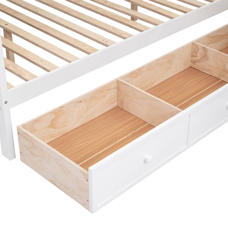 L Shaped Bunk Bed With 3 Drawers, Portable Desk And Wardrobe