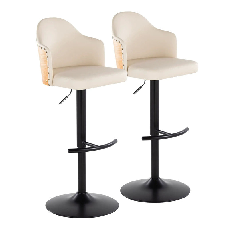Ahoy - Contemporary Adjustable Barstool, Swivel With Rounded T Footrest (Set of 2) by Unique Piece Furniture