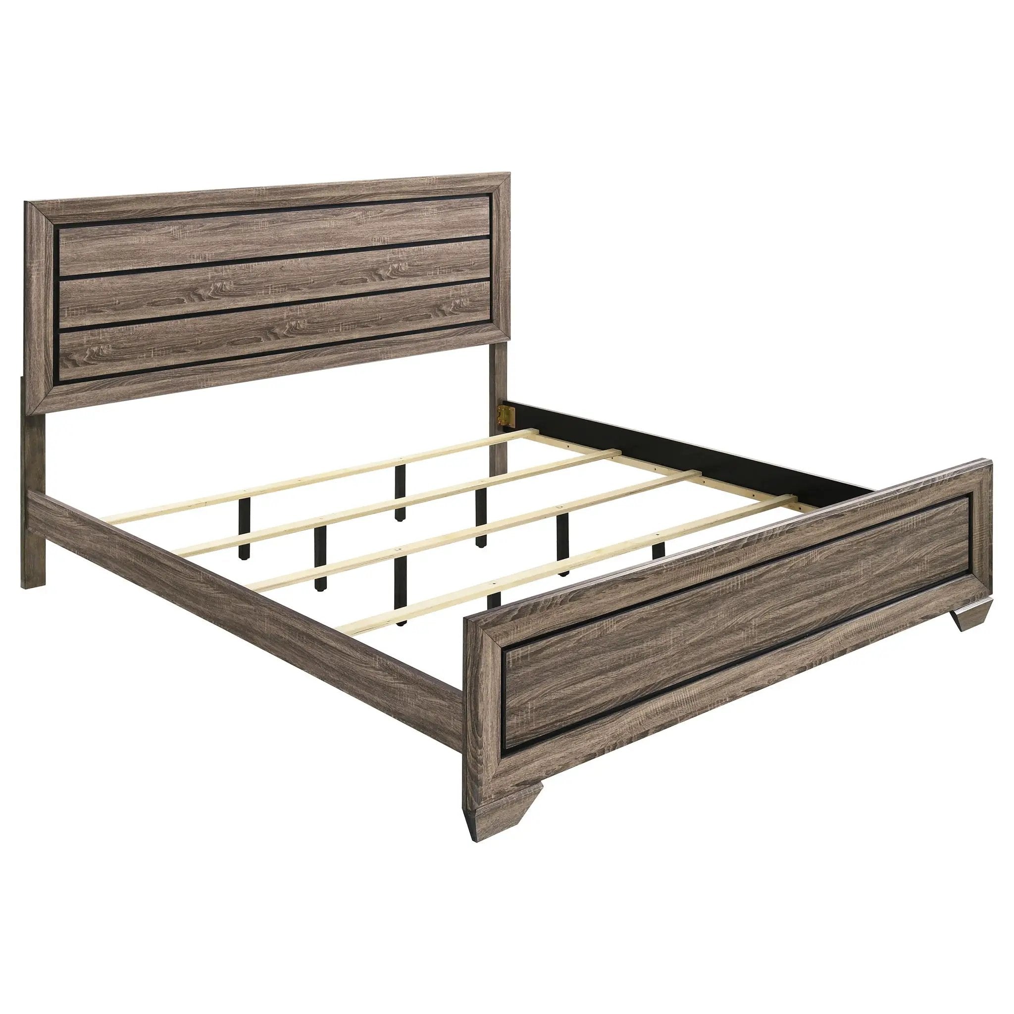 Kauffman Wood Eastern King Panel Bed Washed Taupe by Unique Piece Furniture