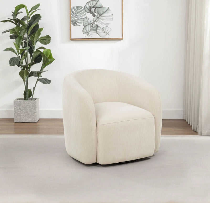 Gerley Faux Sherpa Chenille Upholstered Swivel Accent Chair Beige by Unique Piece Furniture