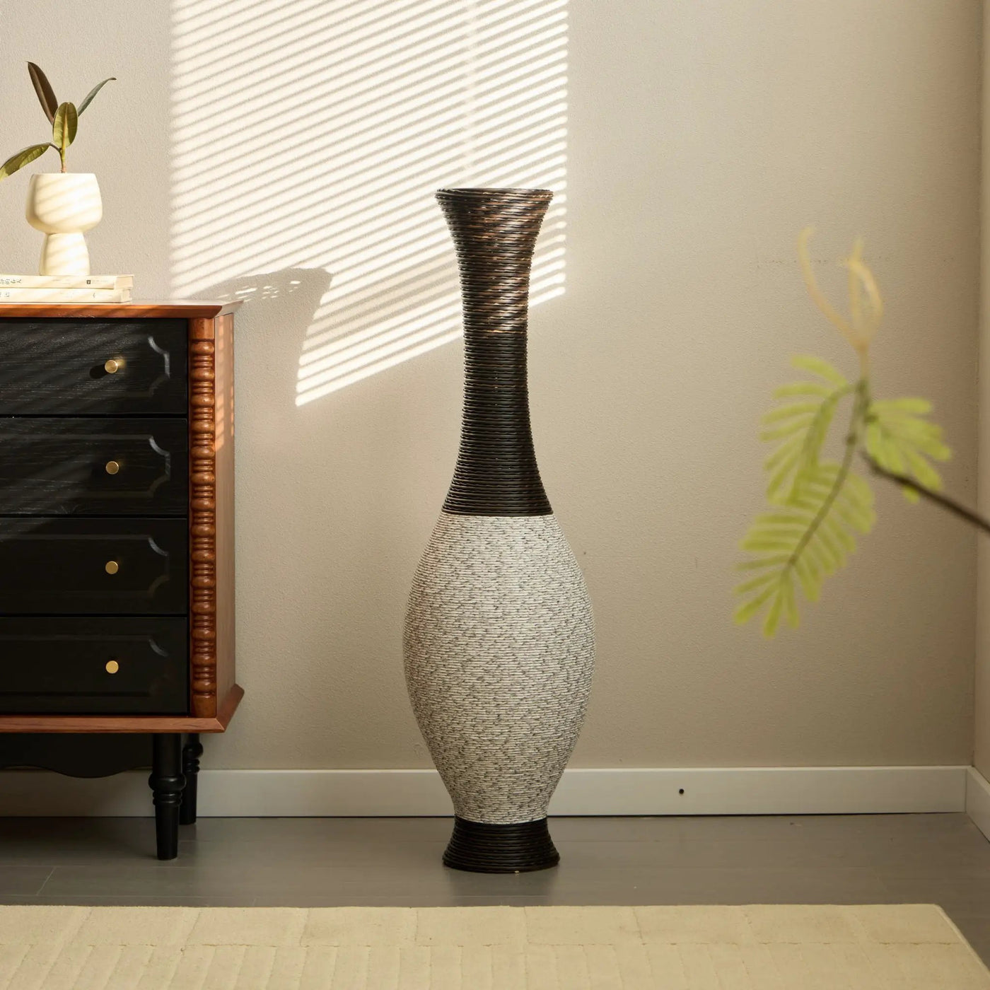 Tall Designer Floor Vase With Elegant 2 Tone by HouseOfZazla