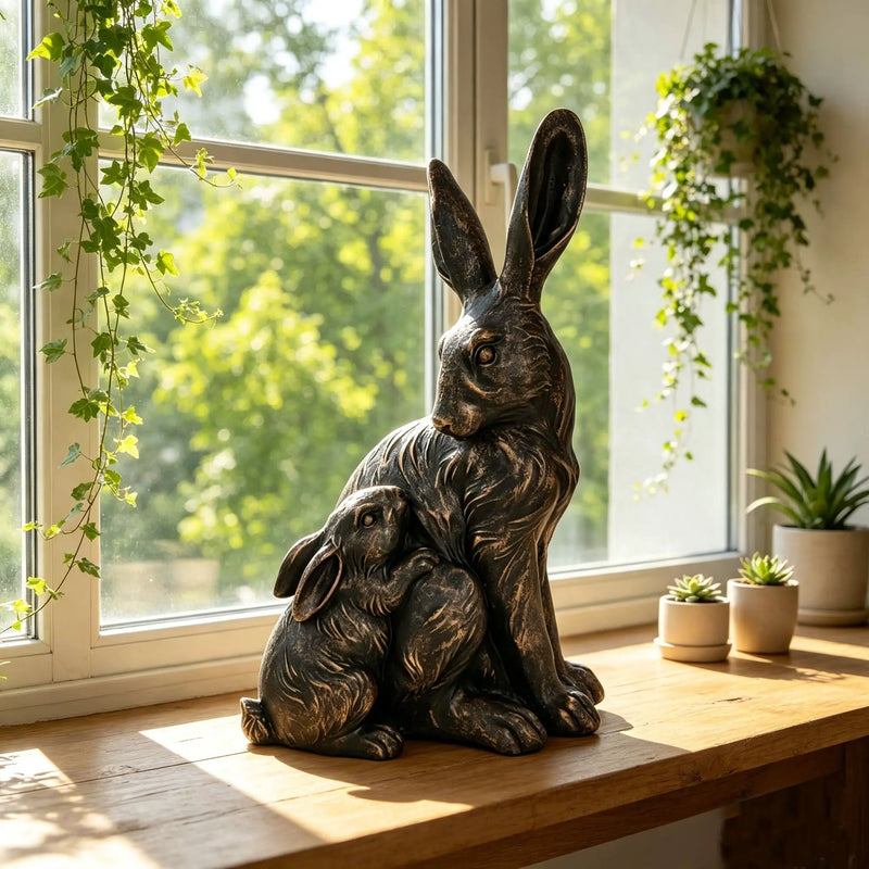 21'' Tall Mother Hare & Baby Cuddling Garden Statue by HouseOfZazla