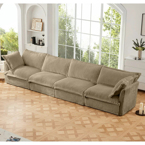 Slipcovered Long Sofa - 4 Seater Couch, photo 2 of 10