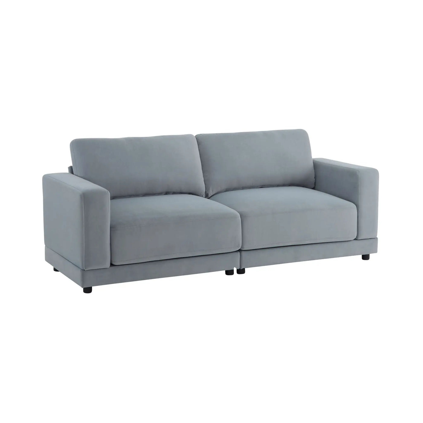 Modern Square Arm Sofa With Soft Fabric Upholstery, Deep Cushions by HouseOfZazla