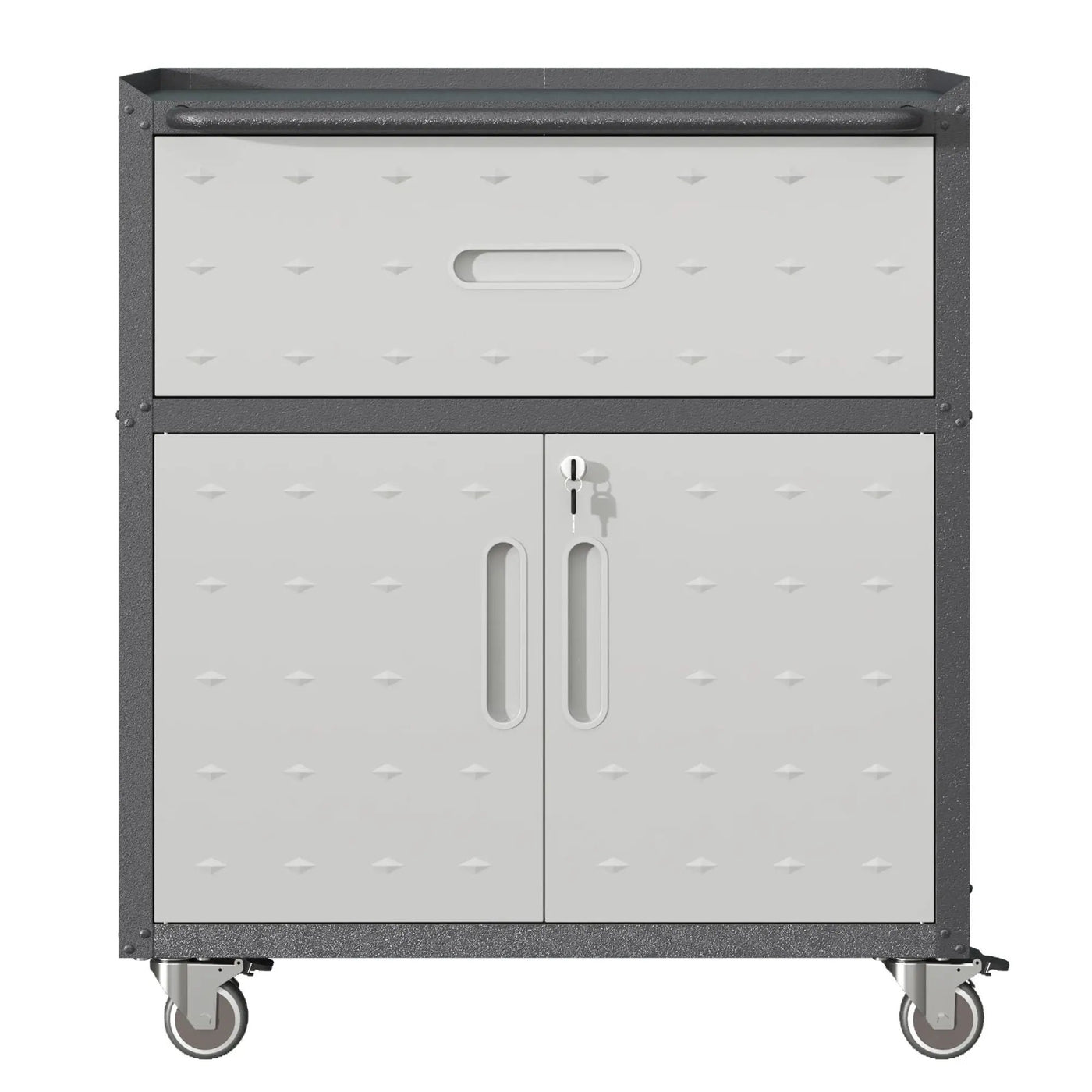Sturdy And Durable Metal Tool Cabinet For Garage With Wheels Mobile Heavy Duty Storage Cabinet With 1 Drawer And 2 Locking Doors by HouseOfZazla