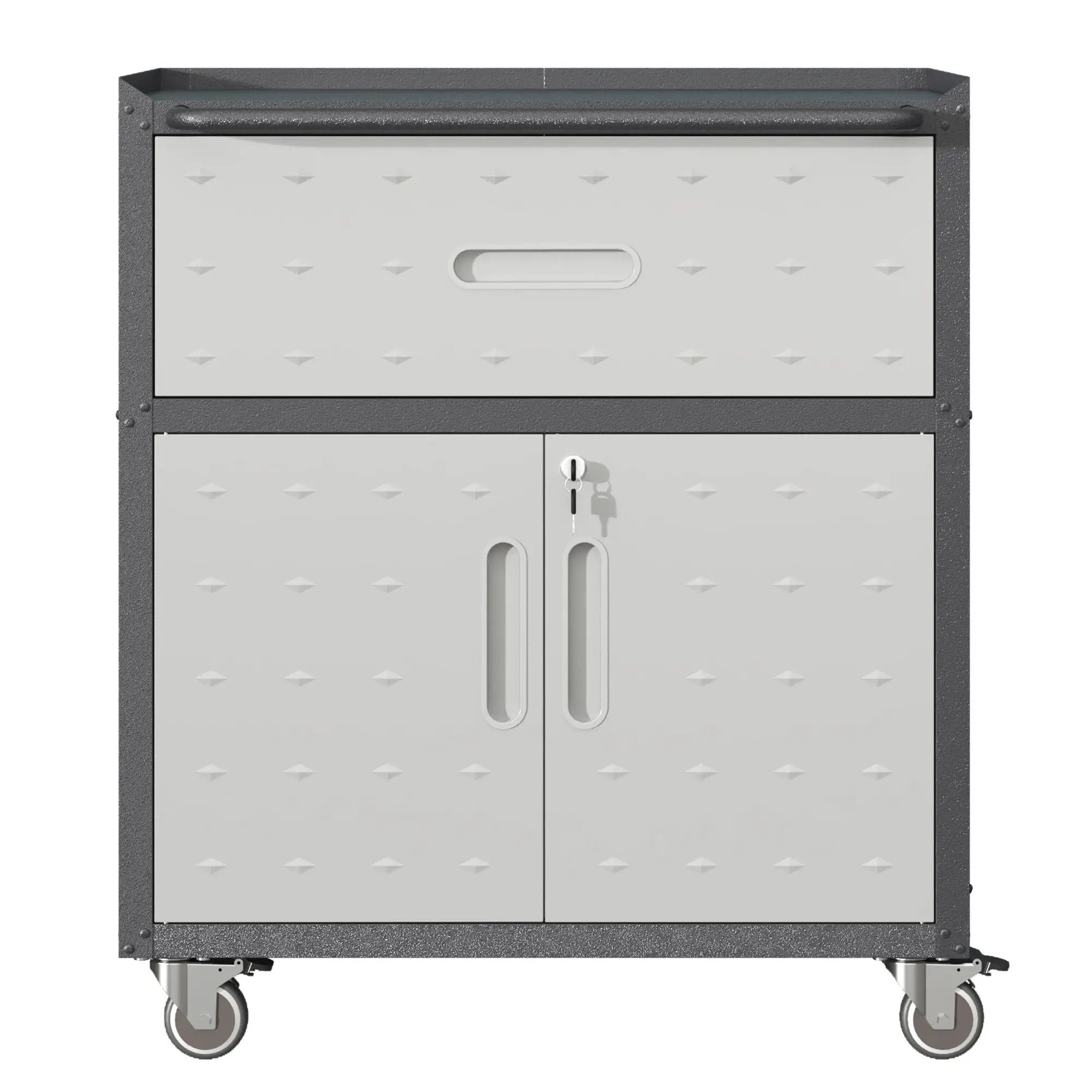 Sturdy And Durable Metal Tool Cabinet For Garage With Wheels Mobile Heavy Duty Storage Cabinet With 1 Drawer And 2 Locking Doors by HouseOfZazla