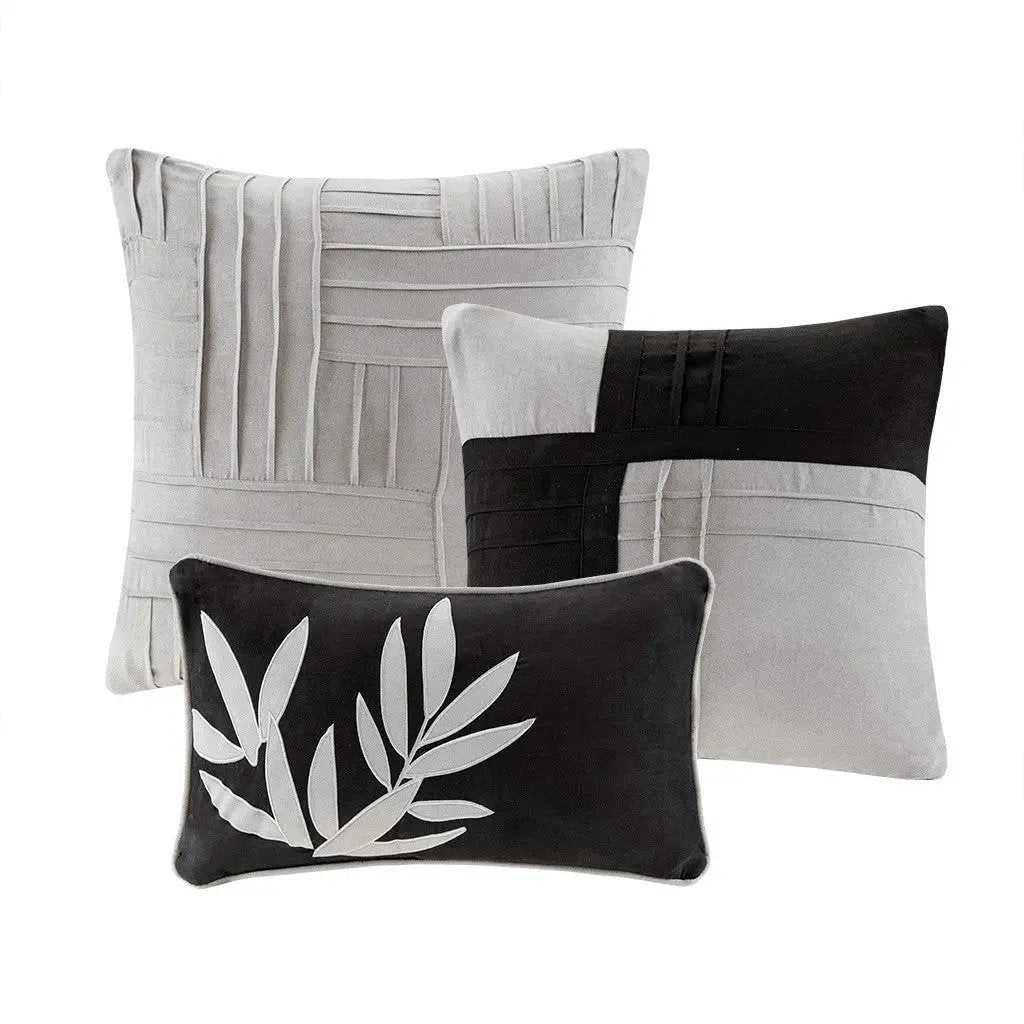 7 Piece Faux Suede Comforter Set Grey Full by HouseOfZazla