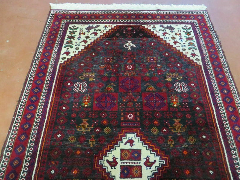 4' X 7' Vintage Handmade Indian Jaipur Rug Bird Carpet by Jewel Rugs