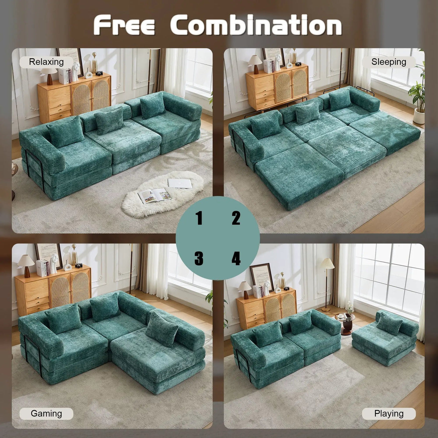 Convertible Floor Sofa Bed, Boneless Modular Sectional Sofa For Living Room by HouseOfZazla