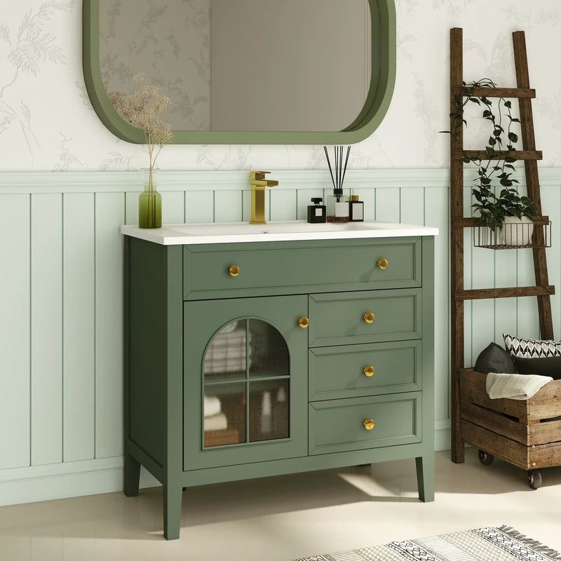 35.6" Mid-Century Bathroom Vanity Sink by HouseOfZazla