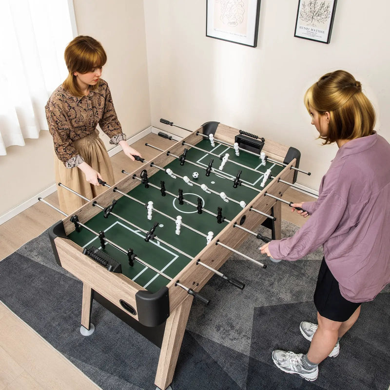 54 Inch Foosball Table Arcade Soccer Game Table with 2 Balls and 26 Players-Natural by DirectDeals