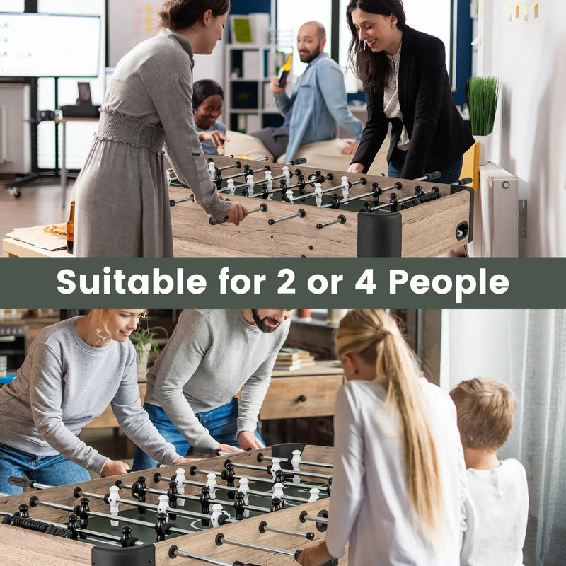 54 Inch Foosball Table Arcade Soccer Game Table with 2 Balls and 26 Players-Natural by DirectDeals