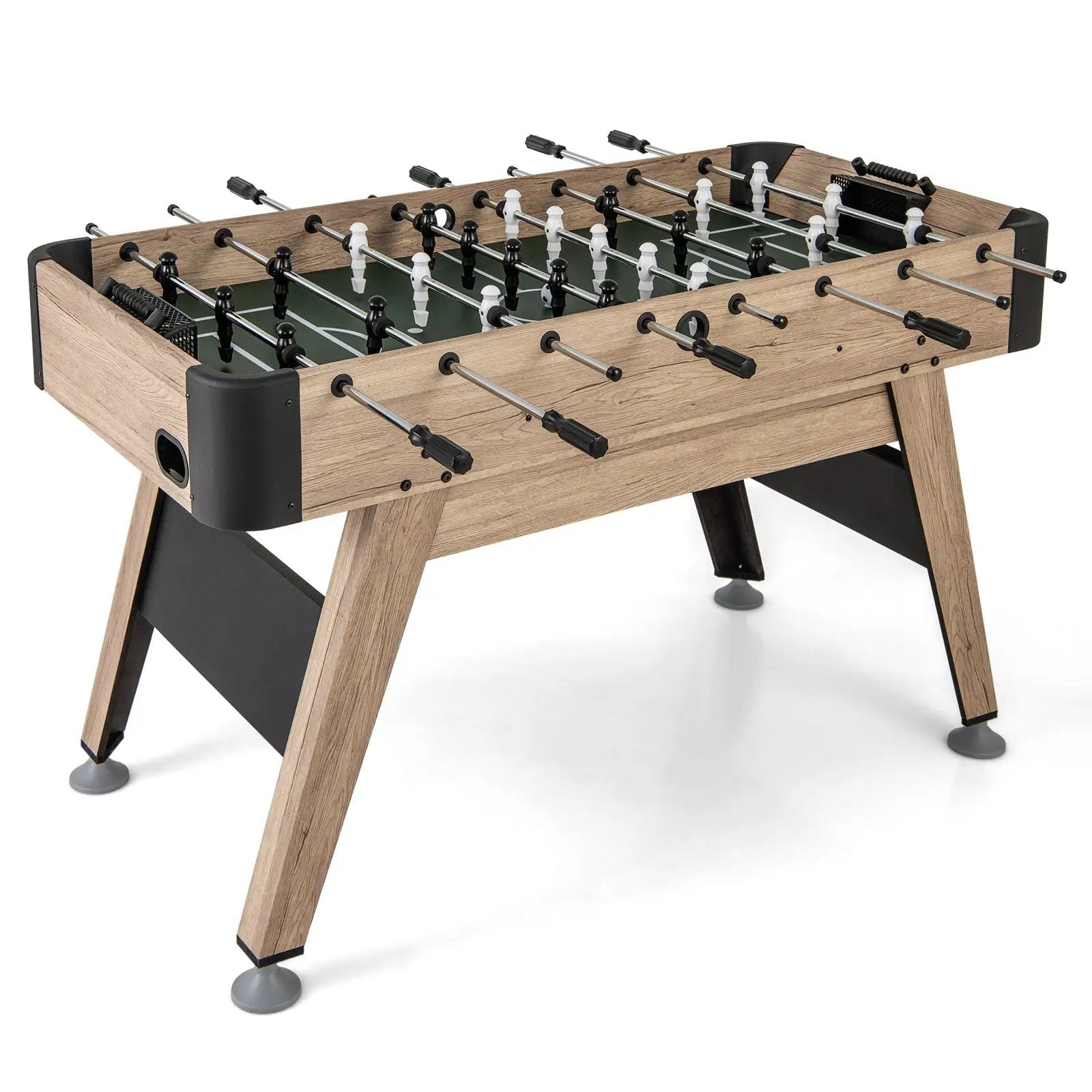 54 Inch Foosball Table Arcade Soccer Game Table with 2 Balls and 26 Players-Natural by DirectDeals