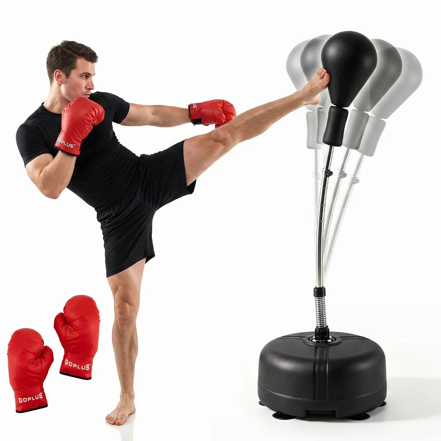 Height Adjustable Punching Bag with Stand for Teens & Adults by DirectDeals