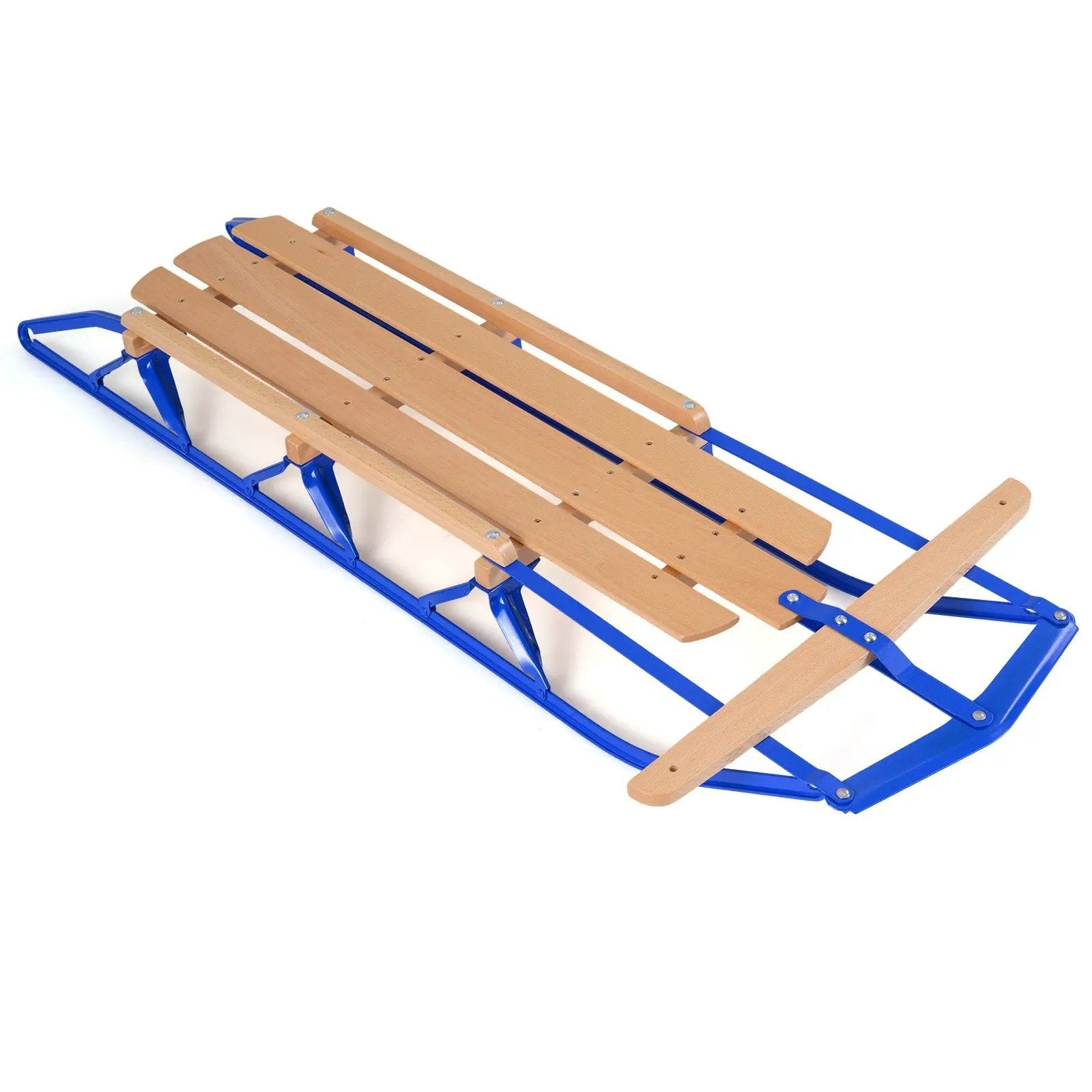 54 Inch Wood Snow Sled with Metal Runners and Steering Bar by DirectDeals