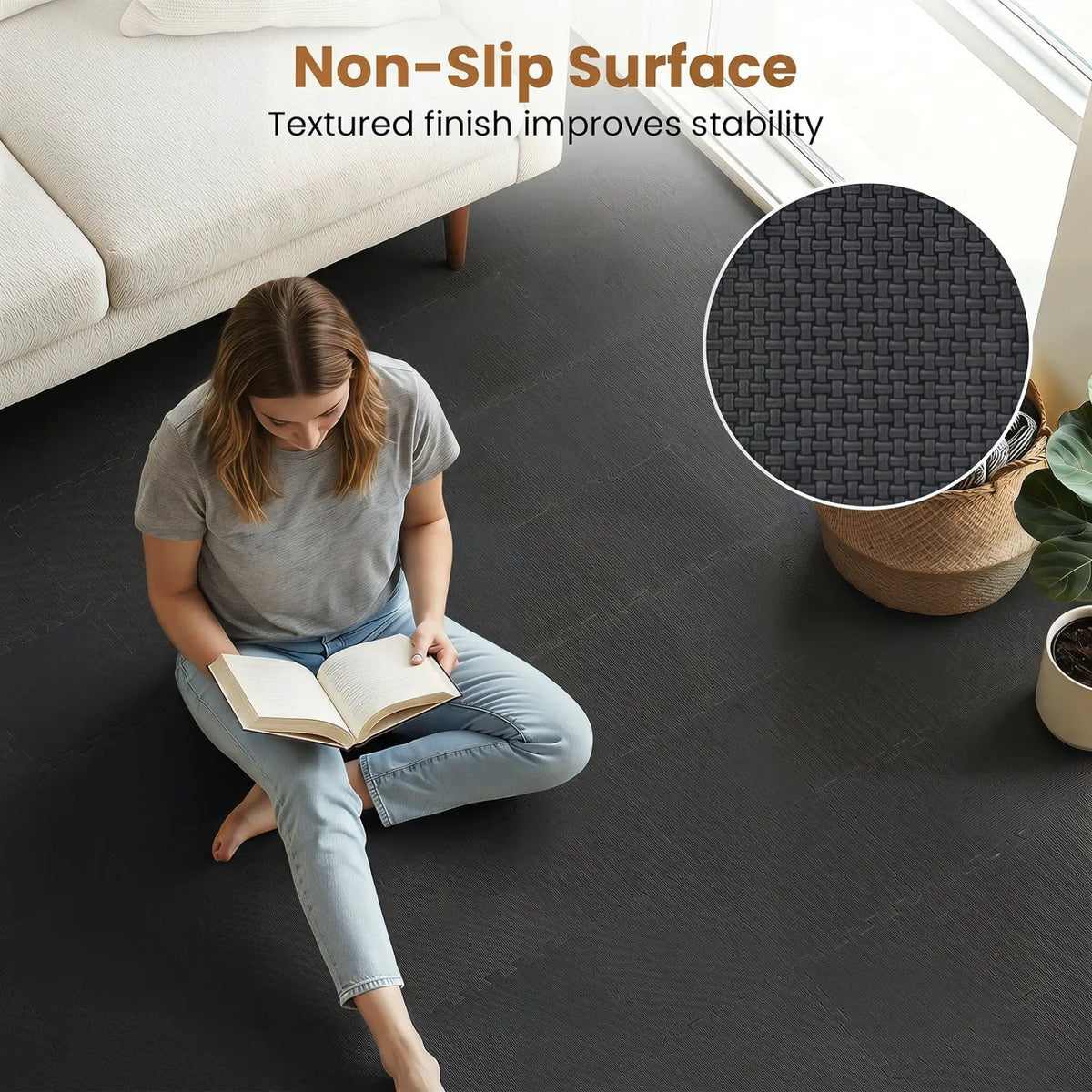 EVA Foam Floor Tiles 54-Pack with Borders and Non-Slip Surface by DirectDeals