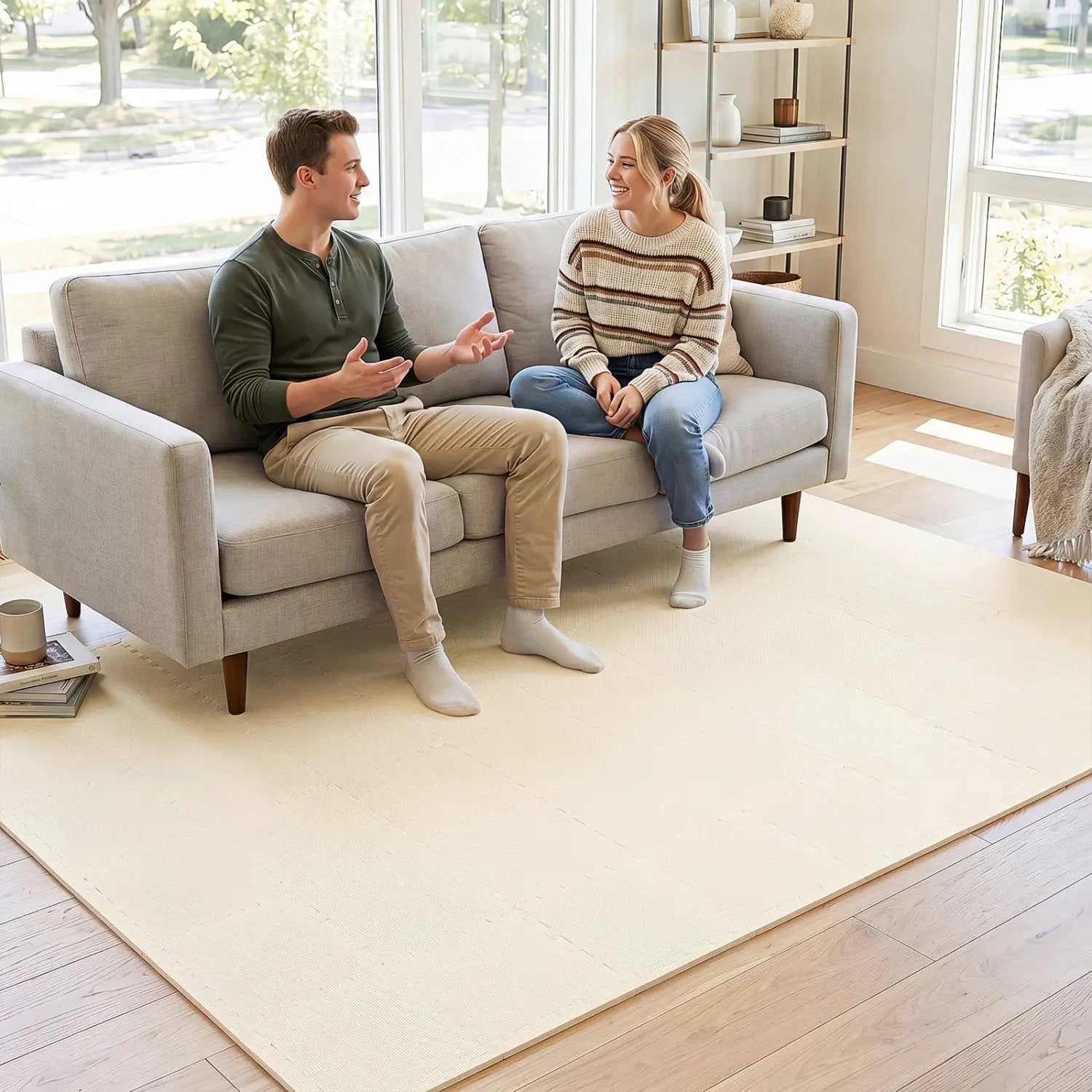 EVA Foam Floor Tiles 54-Pack with Borders and Non-Slip Surface by DirectDeals