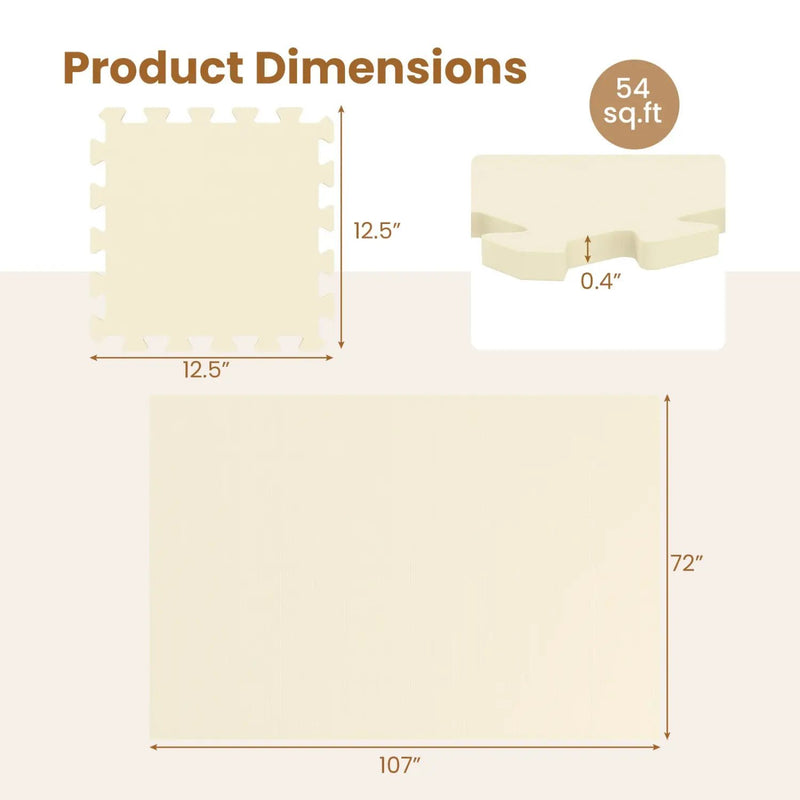 EVA Foam Floor Tiles 54-Pack with Borders and Non-Slip Surface by DirectDeals