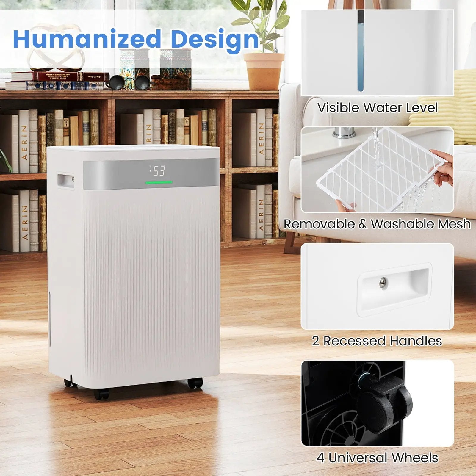 54 Pints Dehumidifier for Home 4500 Sq.Ft Dehumidifier-White by DirectDeals