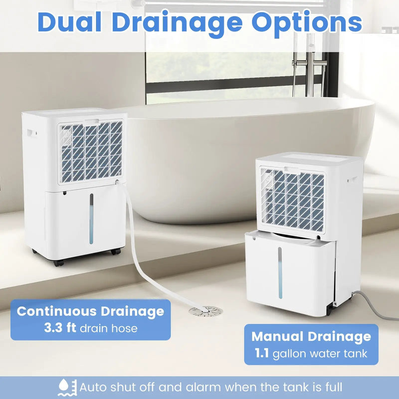 54 Pints Dehumidifier for Home 4500 Sq.Ft Dehumidifier-White by DirectDeals