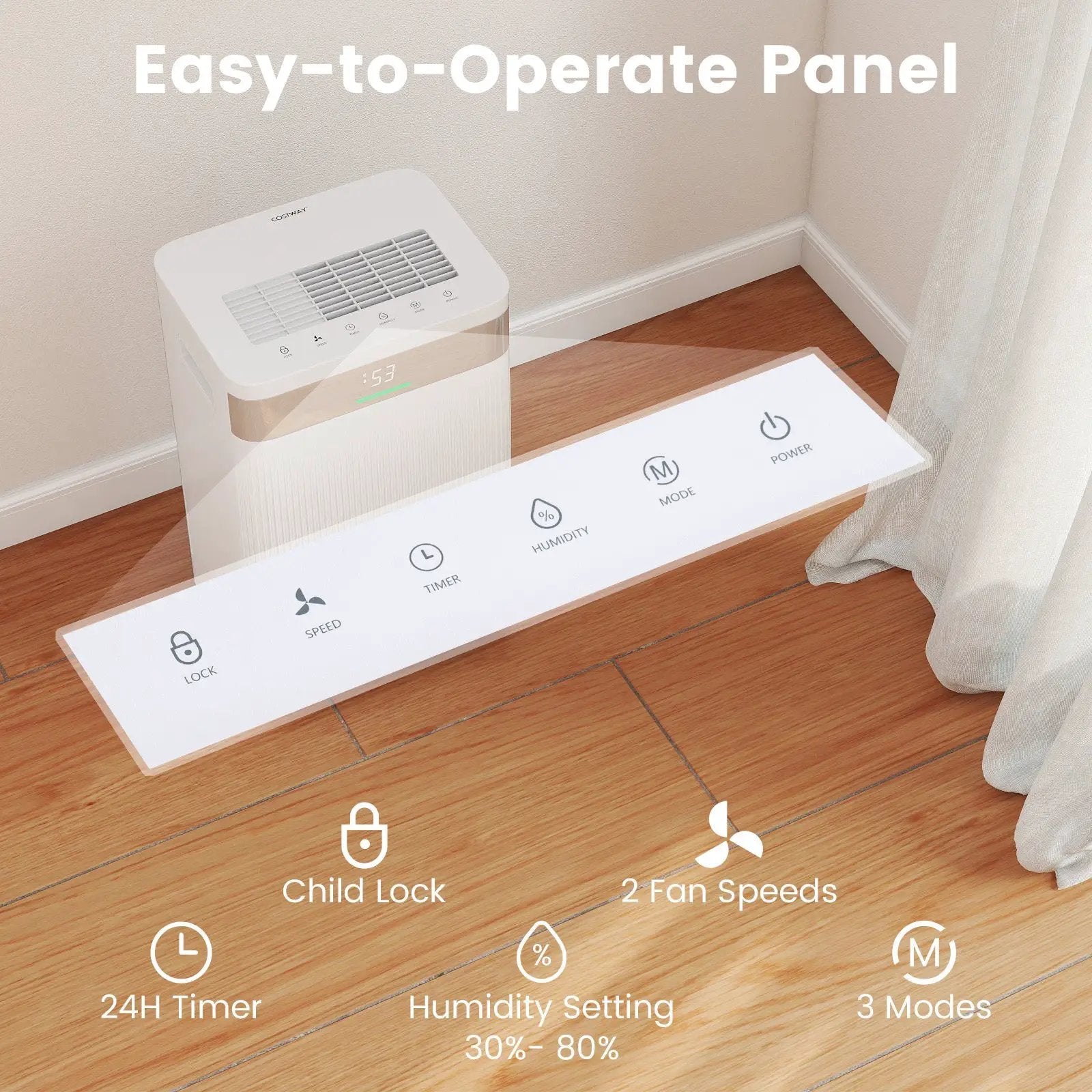 54 Pints Dehumidifier for Home 4500 Sq.Ft Dehumidifier-White by DirectDeals