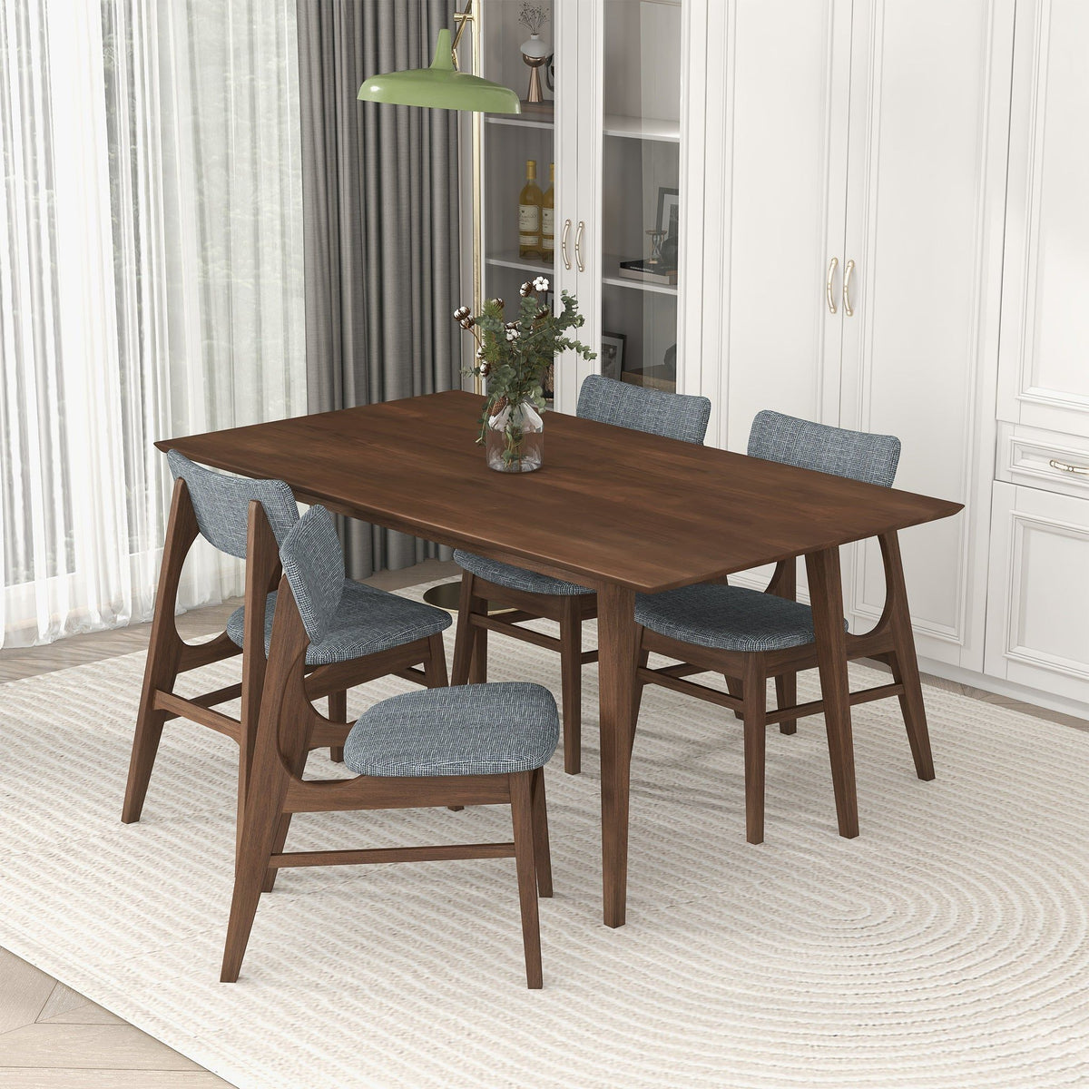 Rectangular Modern Dining Table with Solid Wood Construction – Dark Brown or White, photo 27 of 40