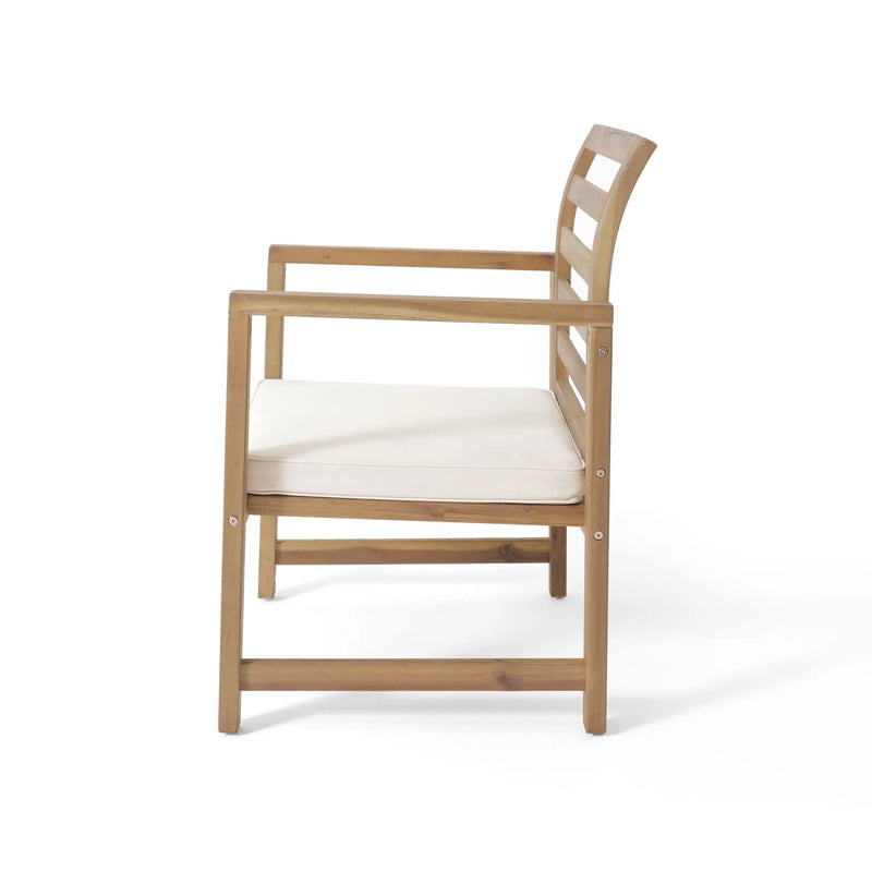 Outdoor Acacia Wood Club Chairs, 2-Piece Set - Natural Stained / White by HouseOfZazla