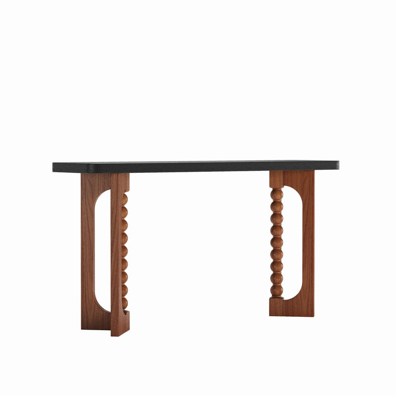 Wood Console Table with Lacquered Finish and Spherical Legs - Natural, photo 6 of 10