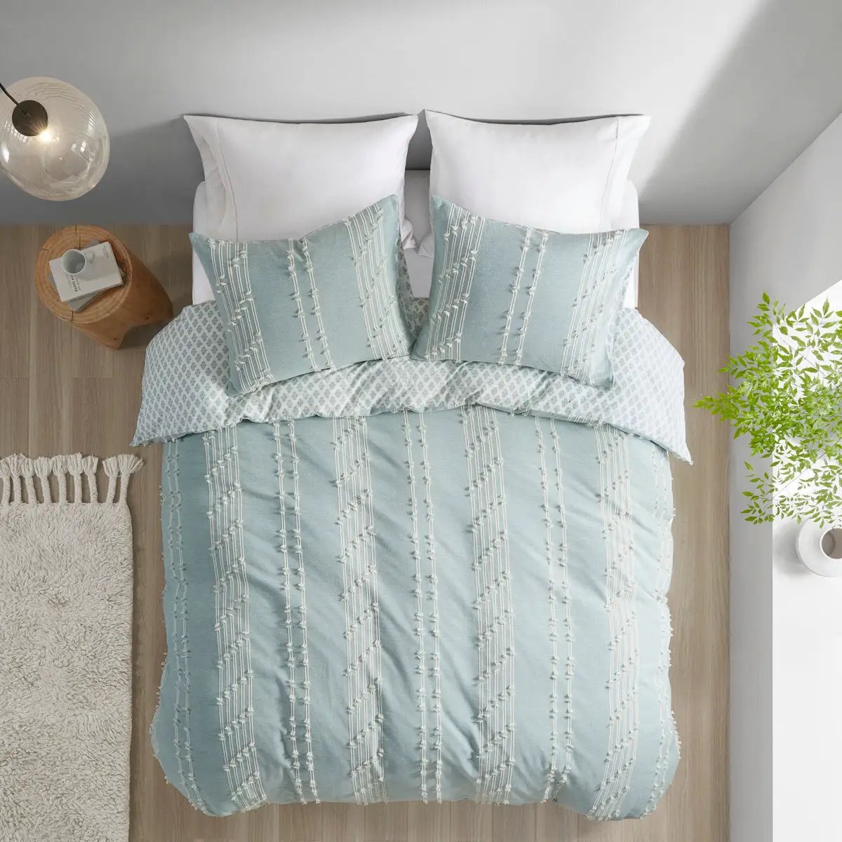 King/Cal King 3 Piece Cotton Jacquard Duvet Cover Set by HouseOfZazla