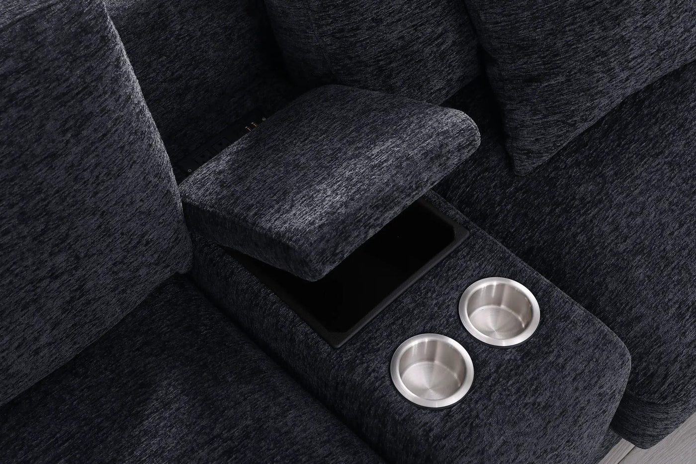 Celine - Fabric Corner Sectional Sofa With Right-Facing Chaise, Cupholders, And Charging Ports by HouseOfZazla