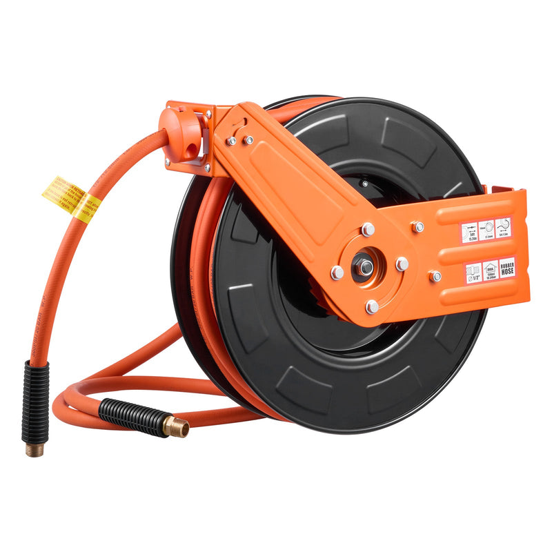 Retractable Air Hose Reel, 1/2 Inch x 65 Ft Rubber Hose by HouseOfZazla