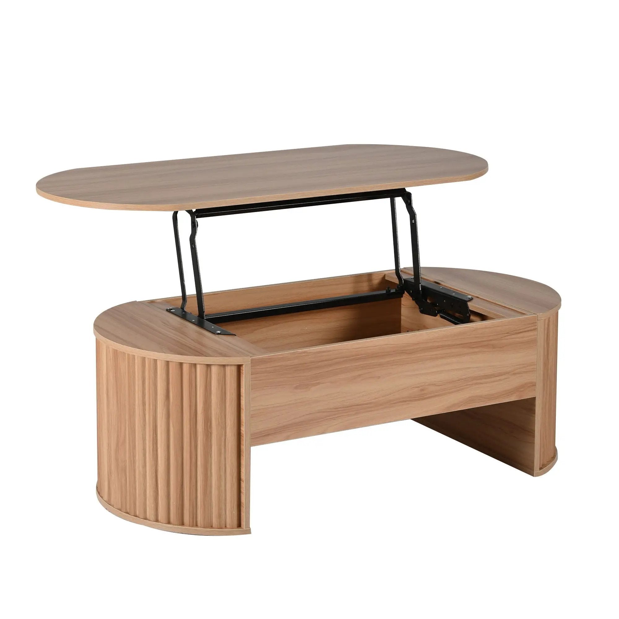 Lift Top Coffee Table With Hidden Compartment, Modern Oval Lift Tabletop For Home Living Room by HouseOfZazla