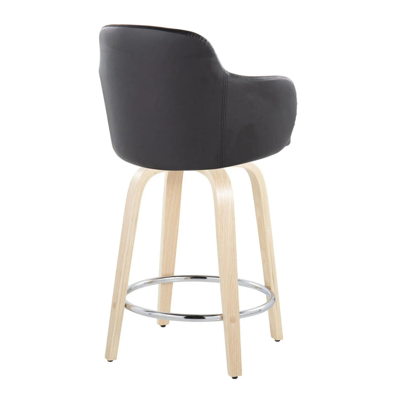 Boyne - Contemporary Fixed Height Counter Stool & Swivel With Round Footrest (Set of 2) by HouseOfZazla