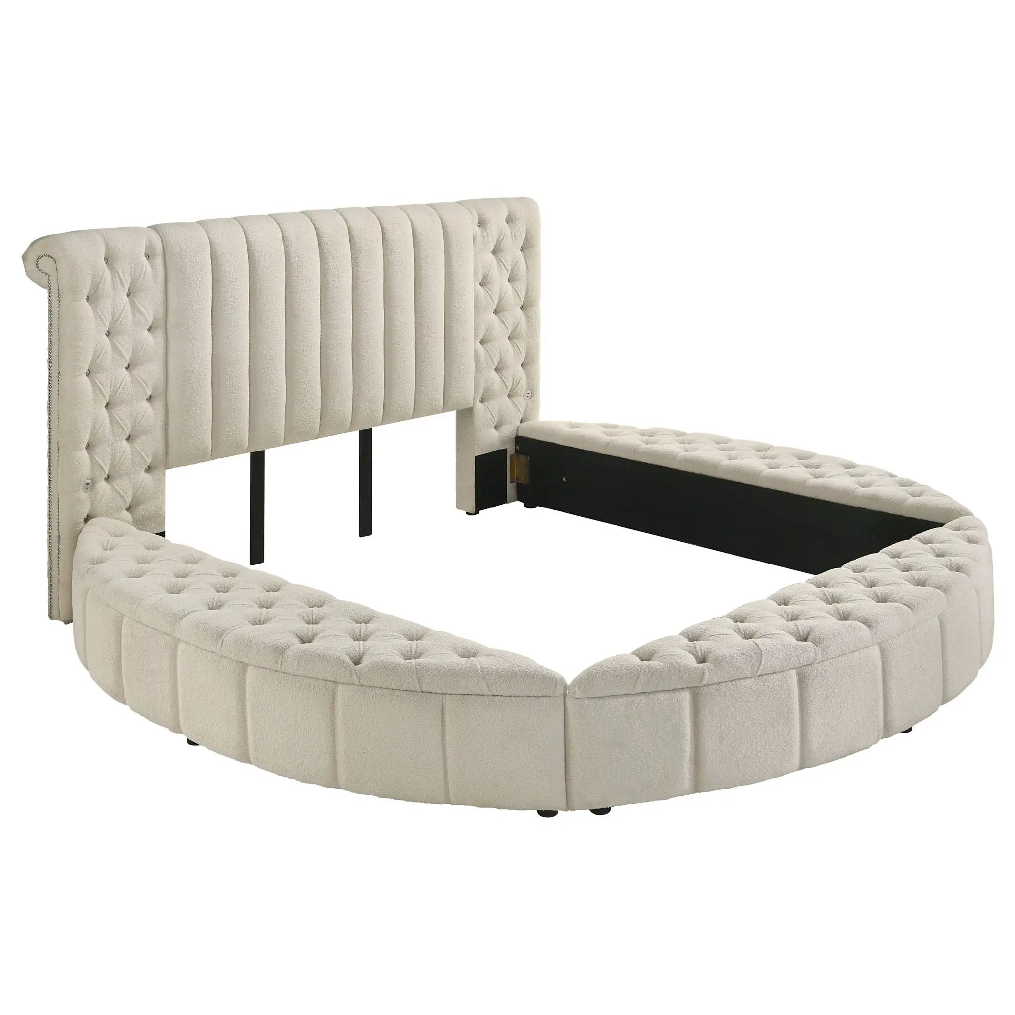 Sonya 5-piece Upholstered Eastern King Bedroom Set Ivory by Unique Piece Furniture