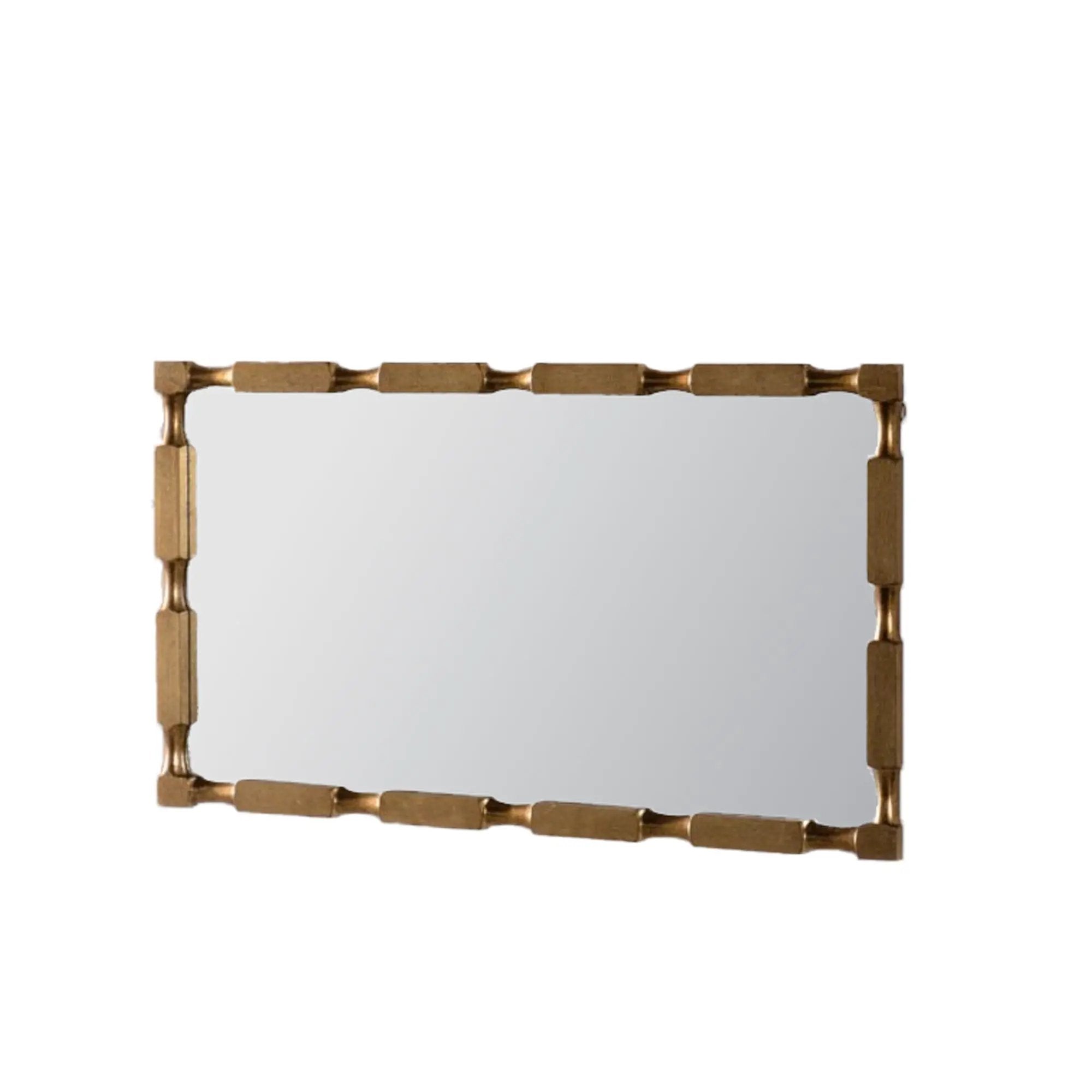 Gold Bamboo-Style Rectangular Wall Mirror, Textured Frame for Living Room/Bedroom/Entryway by HouseOfZazla