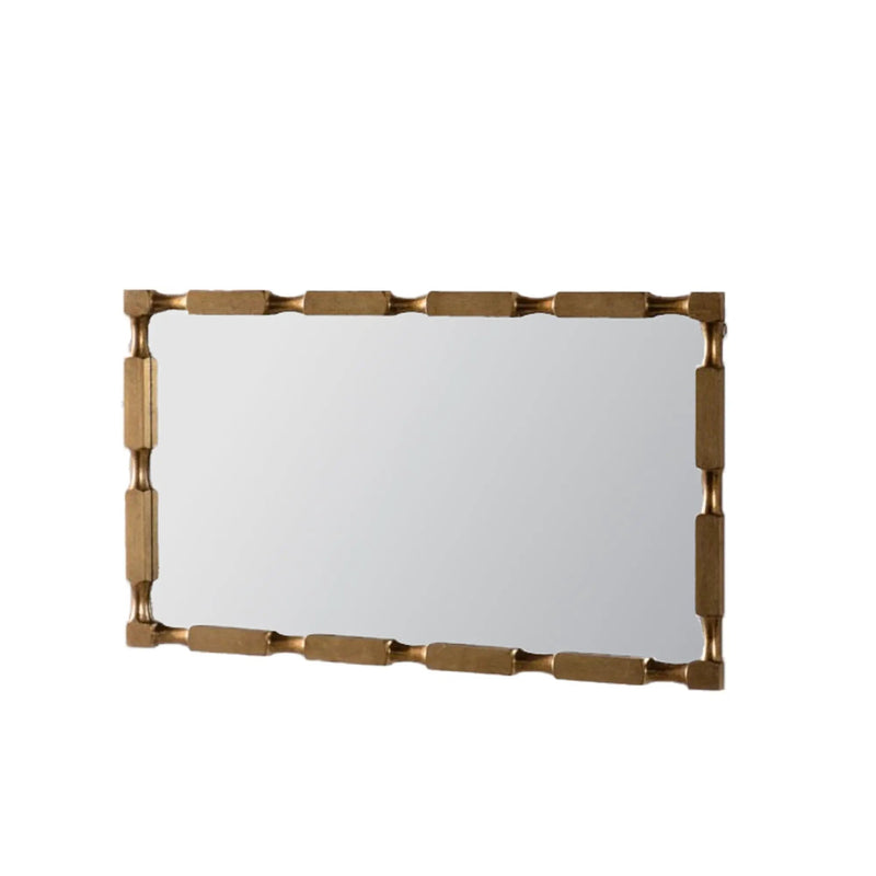 Gold Bamboo-Style Rectangular Wall Mirror, Textured Frame for Living Room/Bedroom/Entryway by HouseOfZazla