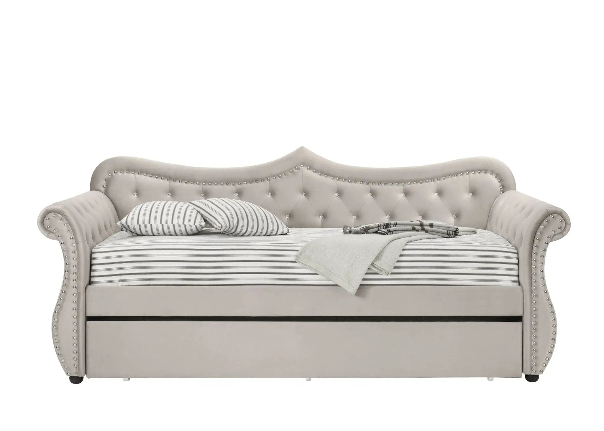 Adkins Twin Daybed With Trundle - Beige by HouseOfZazla