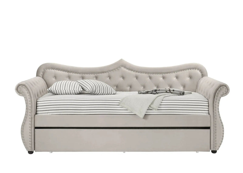 Adkins Twin Daybed With Trundle - Beige by HouseOfZazla