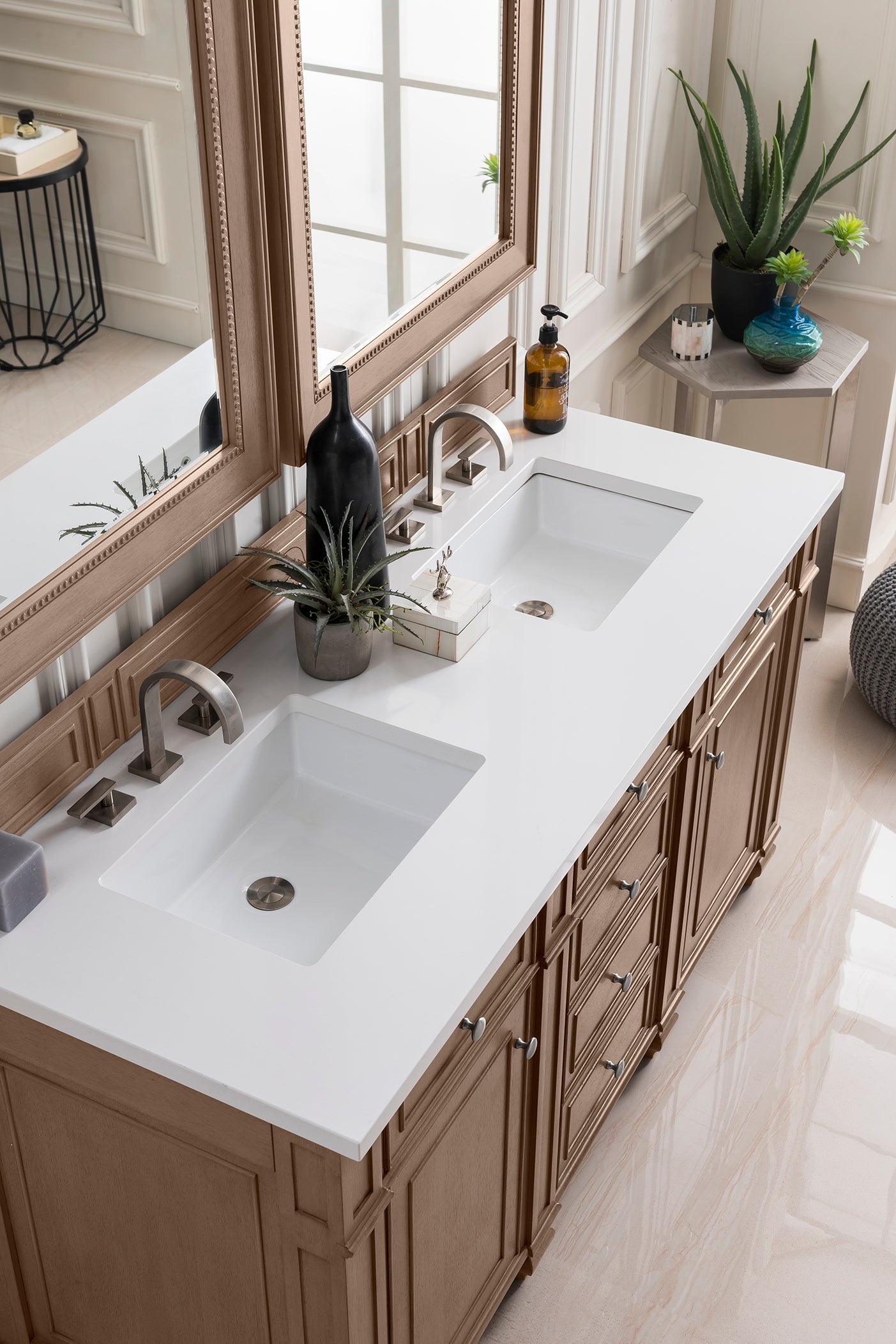 James Martin Bristol 60" Double Bathroom Vanity, Whitewashed Walnut by James Martin