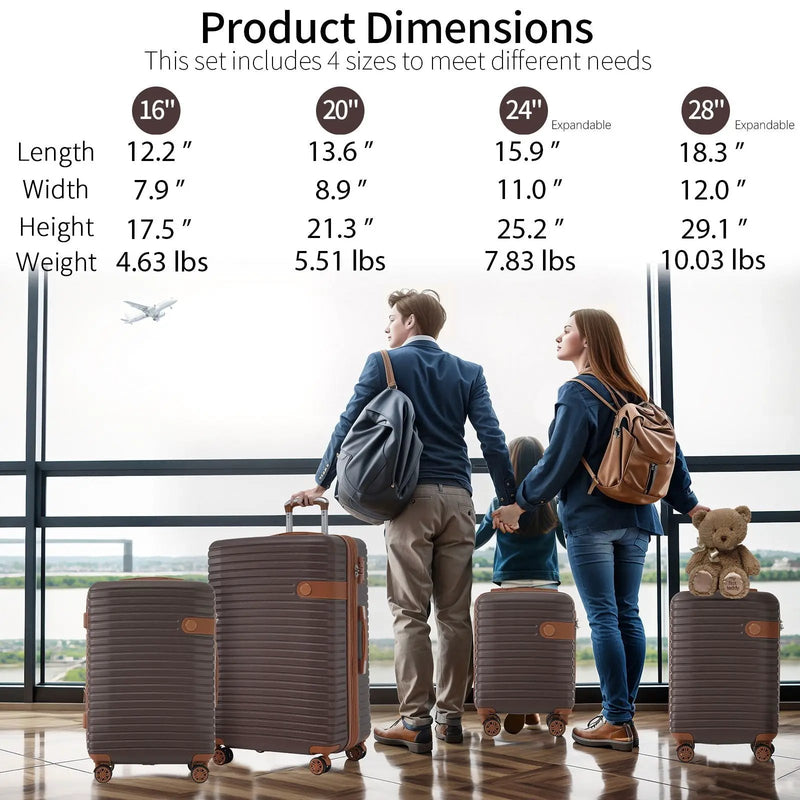 4 Piece Luggage Suitcase Set, Hard Shell Lightweight Expandable Travel Luggage With 4 Packing Cubes by HouseOfZazla