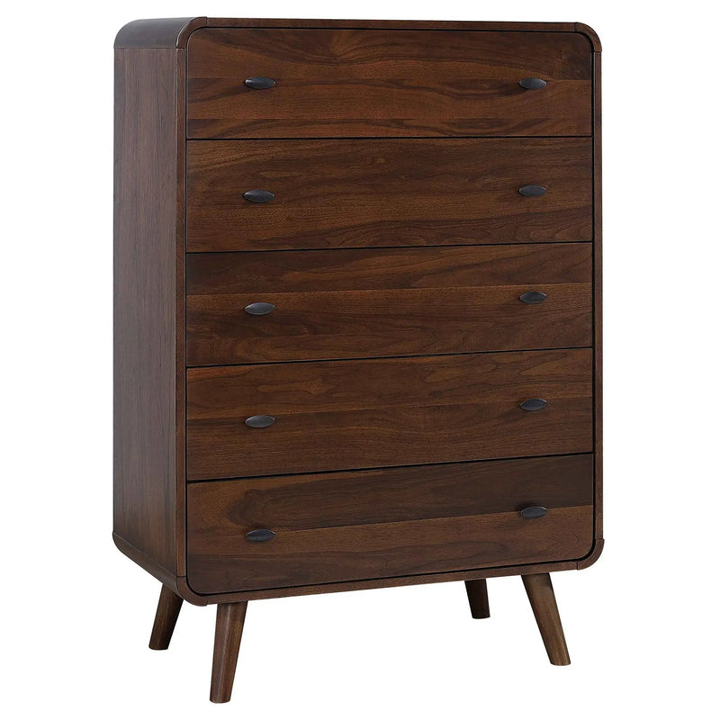 Robyn 5-drawer Bedroom Chest of Drawers Dark Walnut by Unique Piece Furniture