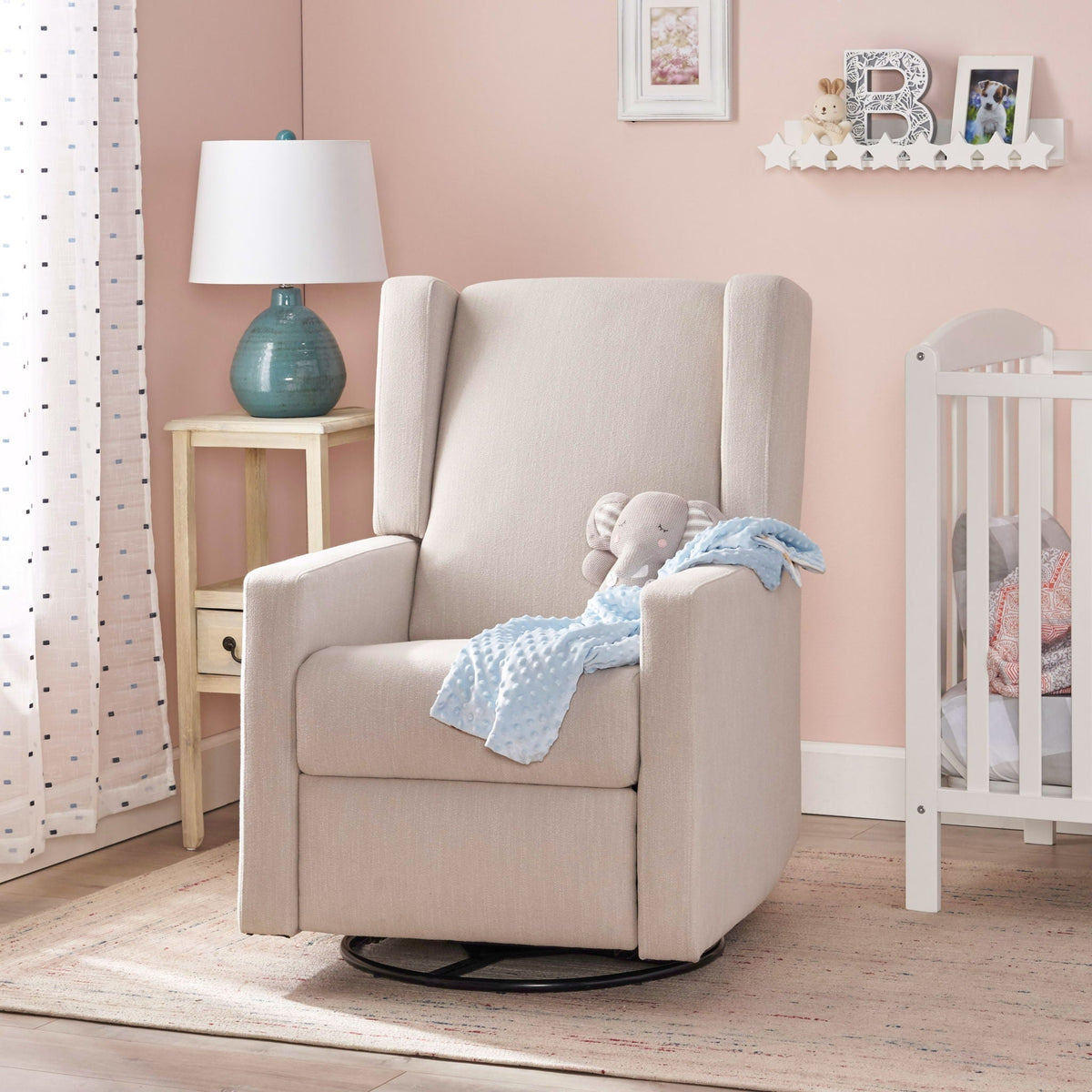 Landau Contemporary Fabric Upholstered Swivel Recliner, photo 11 of 21